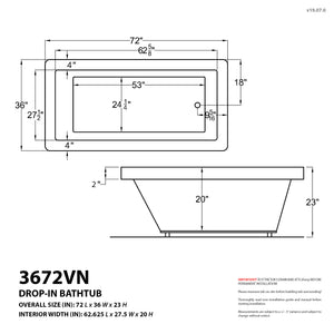 Atlantis Whirlpools Venetian 36 x 74 Rectangular Air Jetted Bathtub