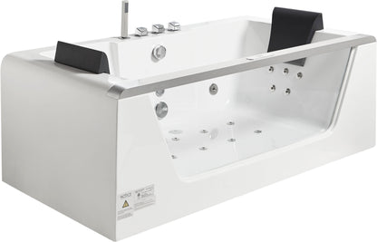 EAGO AM196ETL 6 ft Clear Rectangular Acrylic Whirlpool Bathtub for Two