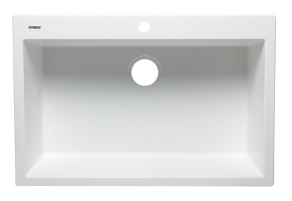 ALFI brand AB3322DI-W White 33" Single Bowl Drop In Granite Composite Kitchen Sink