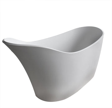 Tuasavi 5.6 ft. Solid Surface Center Drain Freestanding Bathtub in Matte White