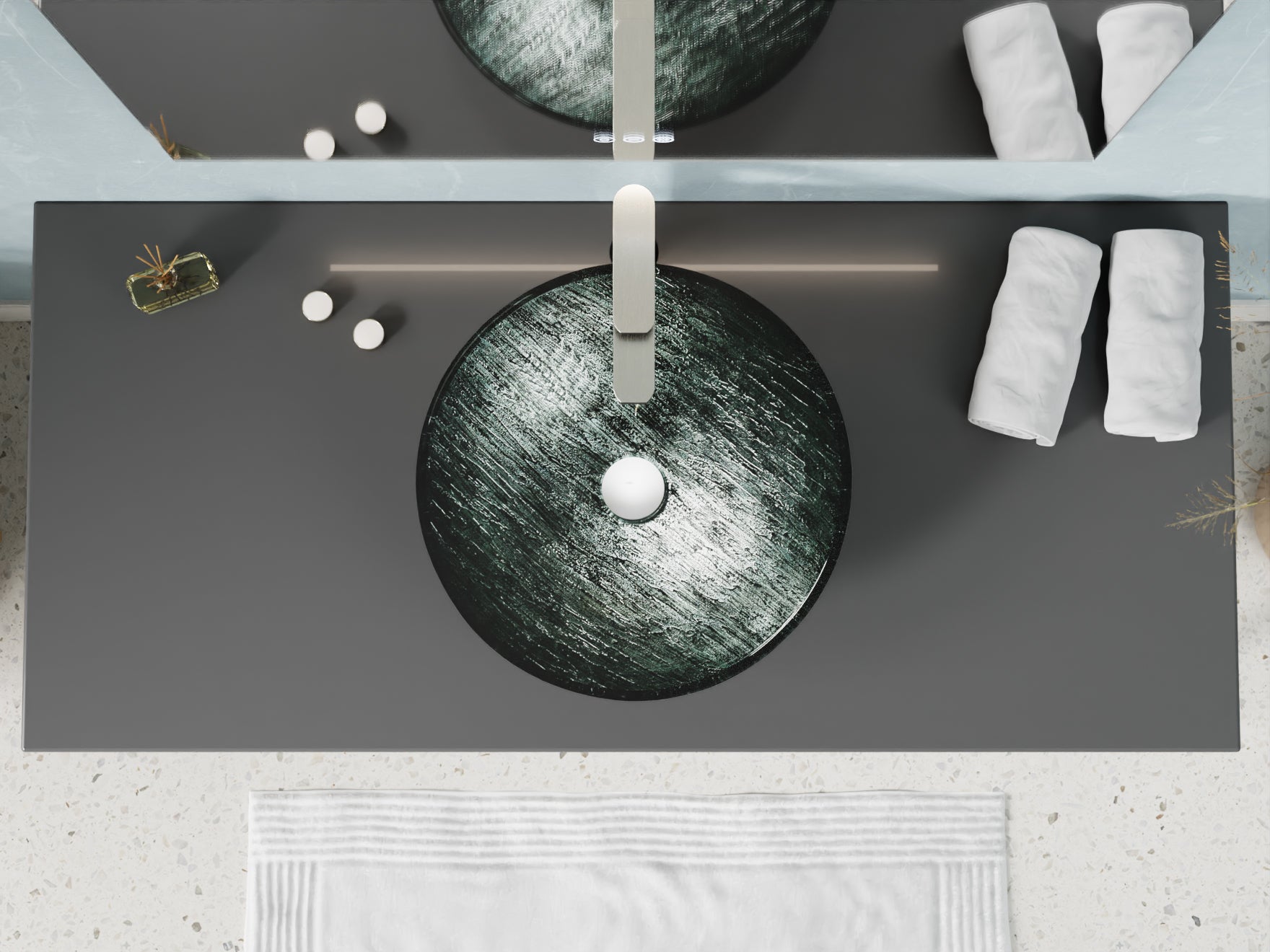 Amalfi Round Glass Vessel Bathroom Sink with Stellar