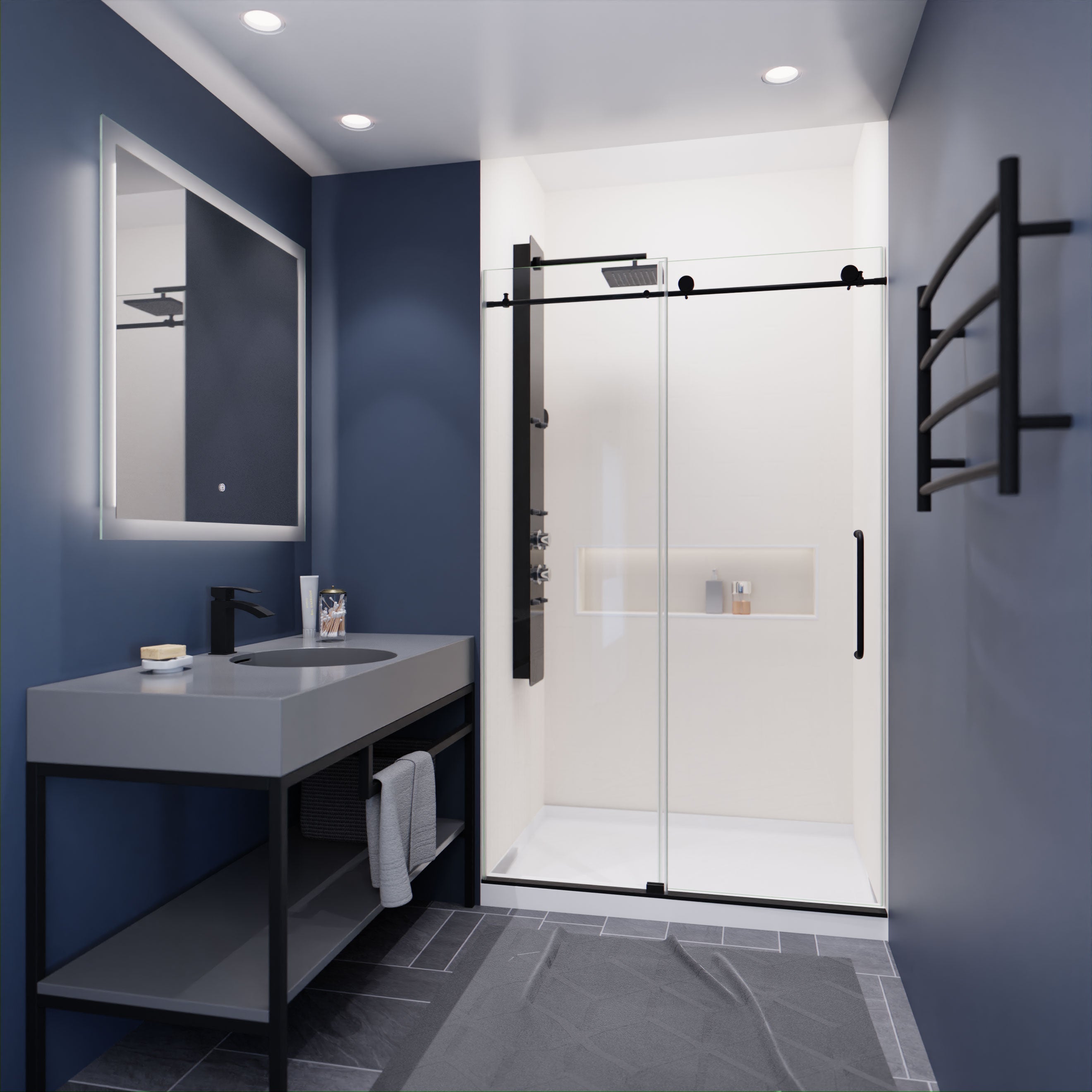 Madam Series 48 in. by 76 in. Frameless Sliding Shower Door with Handle