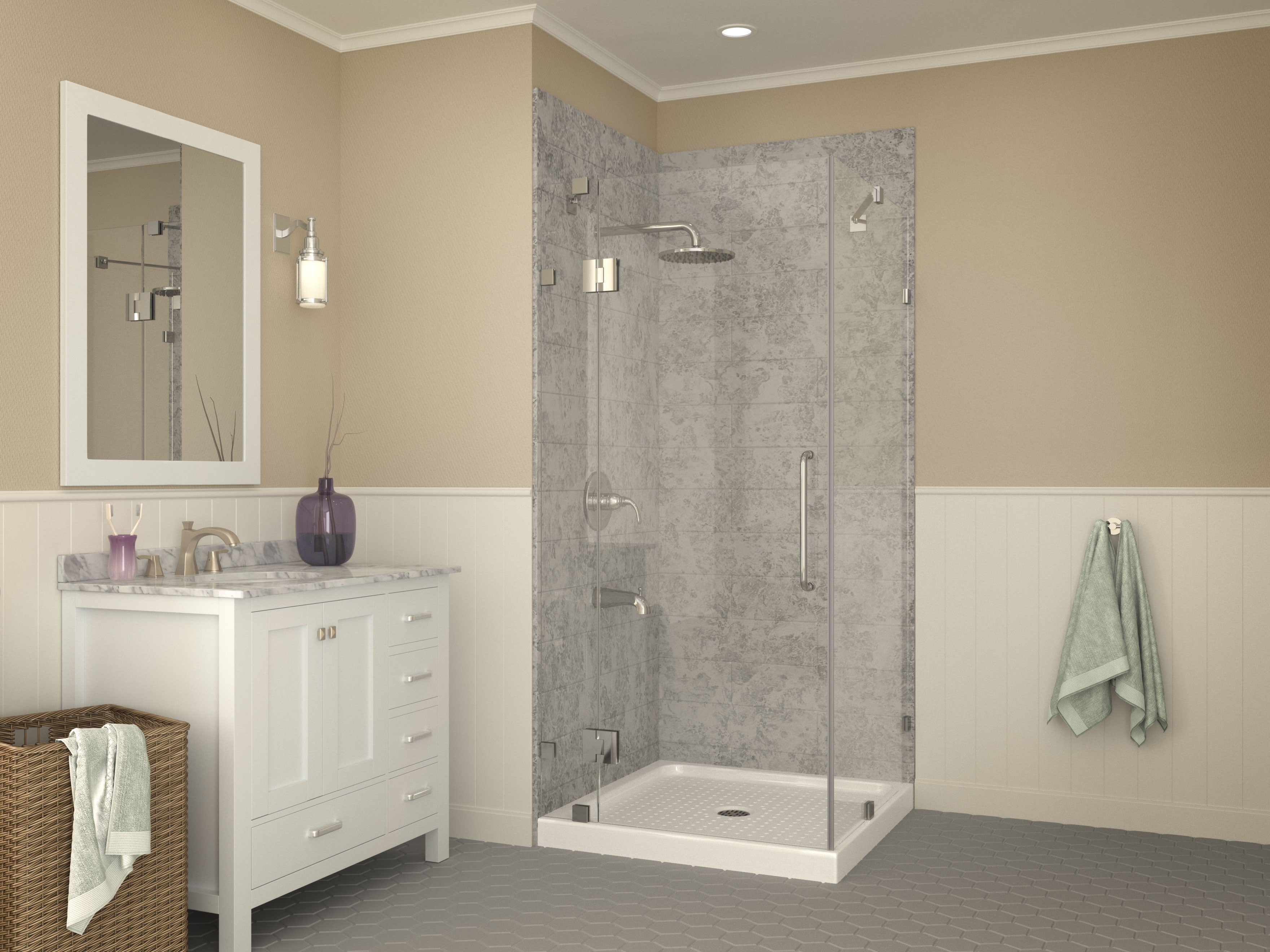 Valley Series 38 in. x 38 in. Shower Base in White