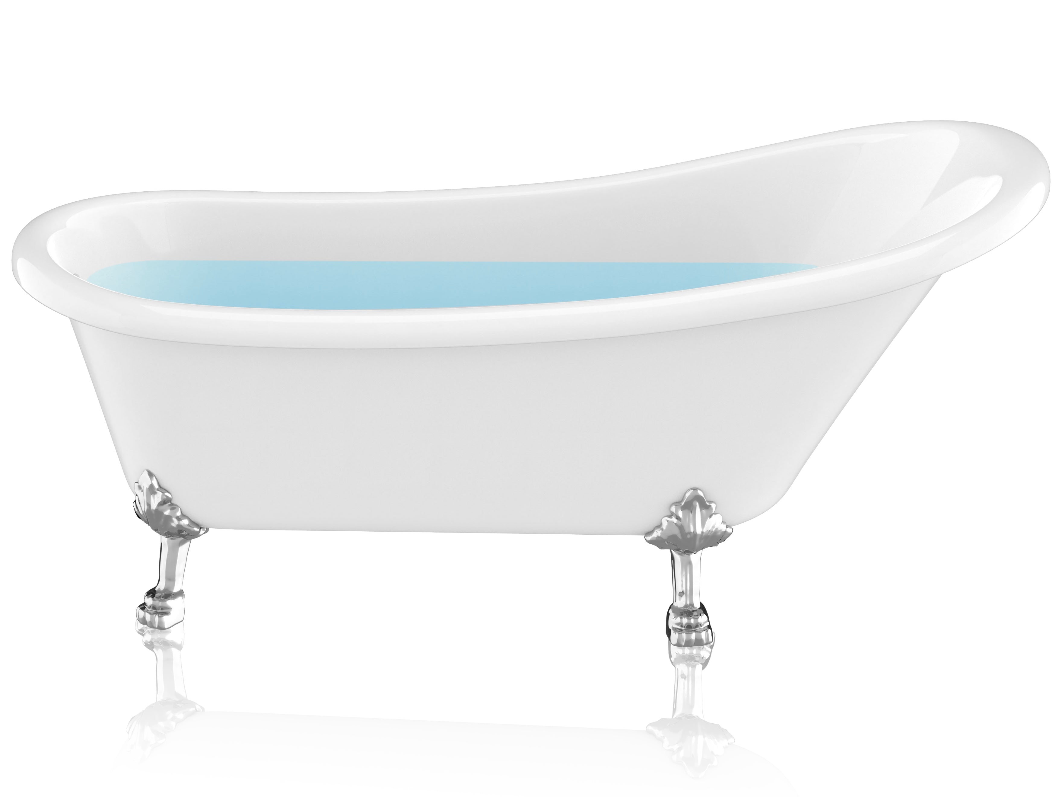 67.32” Diamante Slipper-Style Acrylic Claw Foot Tub in White