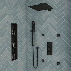 ALFI brand ABNC0836-BLA 8" x 36" Black Matte Stainless Steel Vertical Triple Shelf Bath Shower Niche