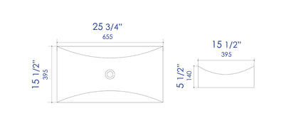 ALFI brand ABC904 White 26" Fancy Rectangular Above Mount Ceramic Sink