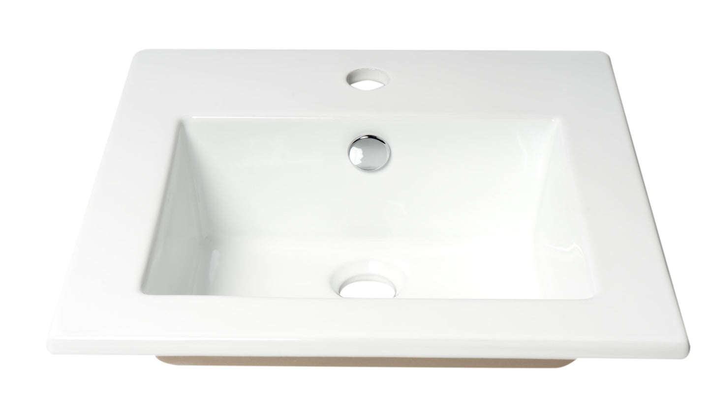 ALFI brand ABC801 White 17" Square Drop In Ceramic Sink with Faucet Hole