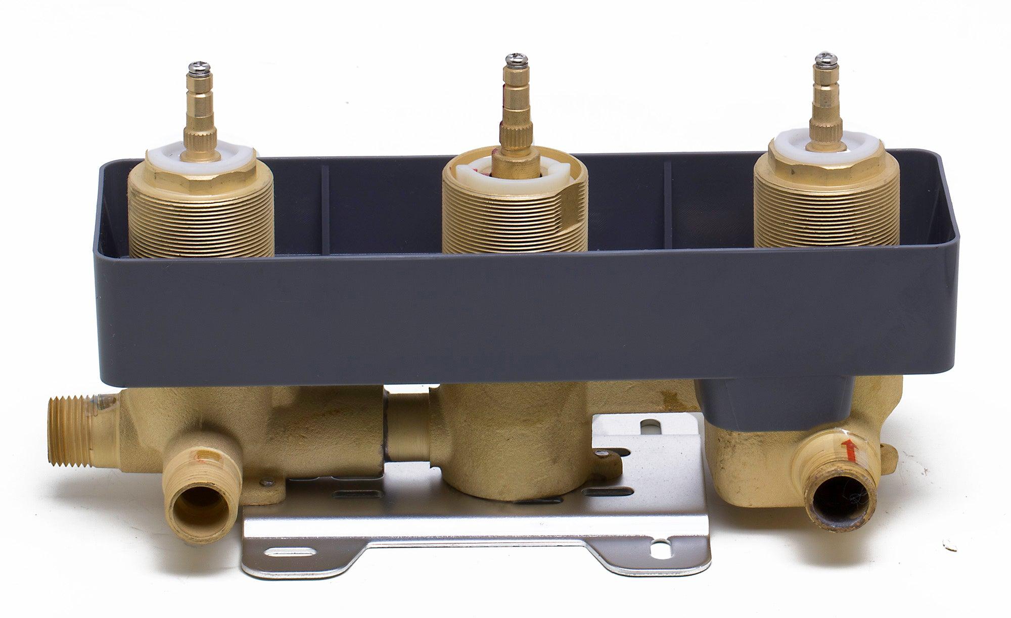 ALFI brand AB4001-BN Brushed Nickel Concealed 3-Way Thermostatic Valve Shower Mixer Round Knobs