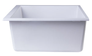 ALFI brand AB2420UM-W White 24" Undermount Single Bowl Granite Composite Kitchen Sink