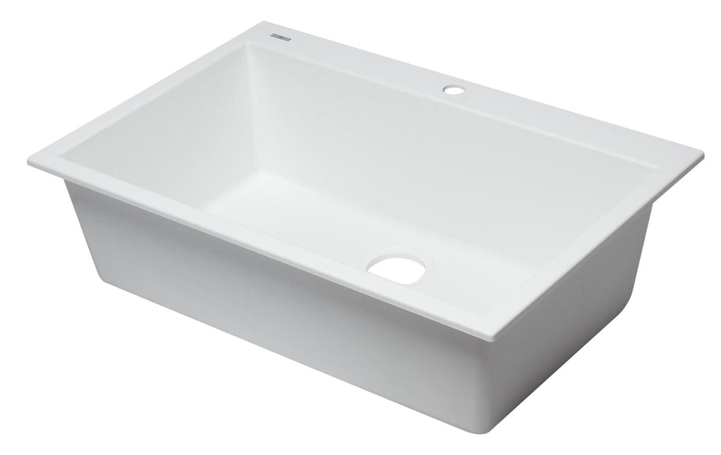 ALFI brand AB3322DI-W White 33" Single Bowl Drop In Granite Composite Kitchen Sink