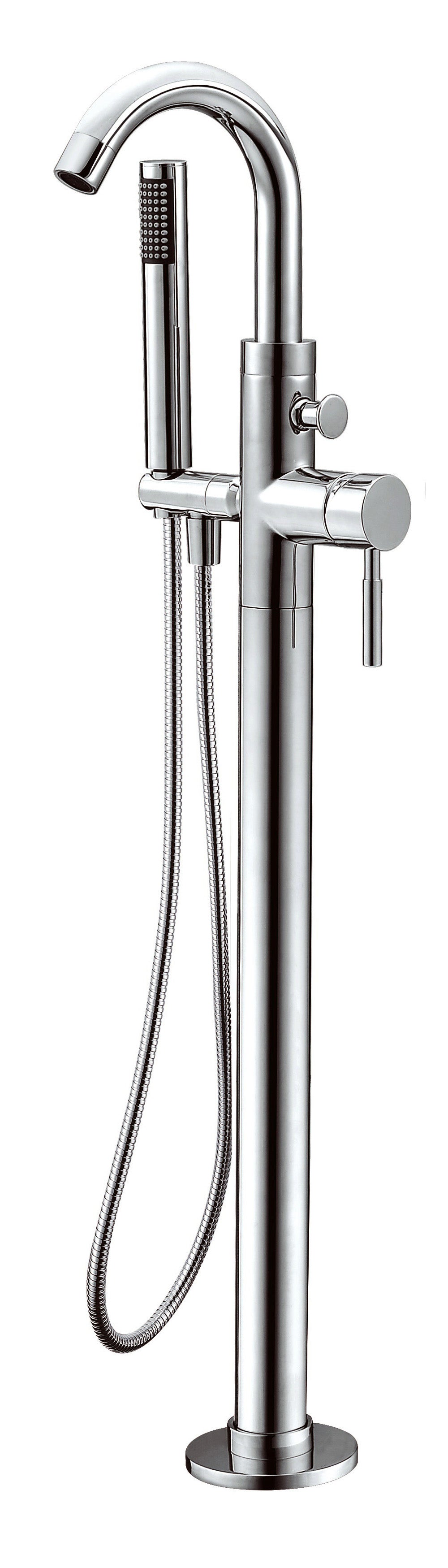 ALFI brand AB2534-PC Polished Chrome Single Lever Floor Mounted Tub Filler Mixer w Hand Held Shower Head