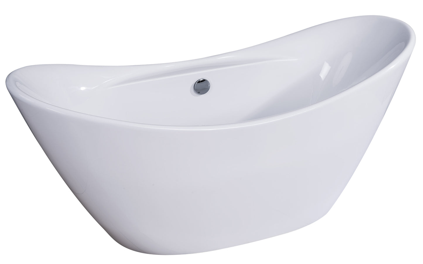 ALFI brand AB8803 68 inch White Oval Acrylic Free Standing Soaking Bathtub