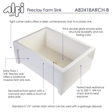 Load image into Gallery viewer, ALFI brand AB2418ARCH-B  24&quot; Biscuit Arched Apron Thick Wall Fireclay Single Bowl Farm Sink
