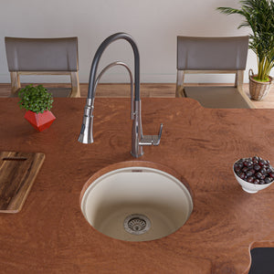 ALFI brand AB1717UM-B Biscuit 17" Undermount Round Granite Composite Kitchen Prep Sink