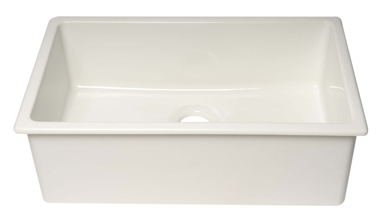 ALFI brand AB3018UD-W 30" White Undermount / Drop In Fireclay Kitchen Sink