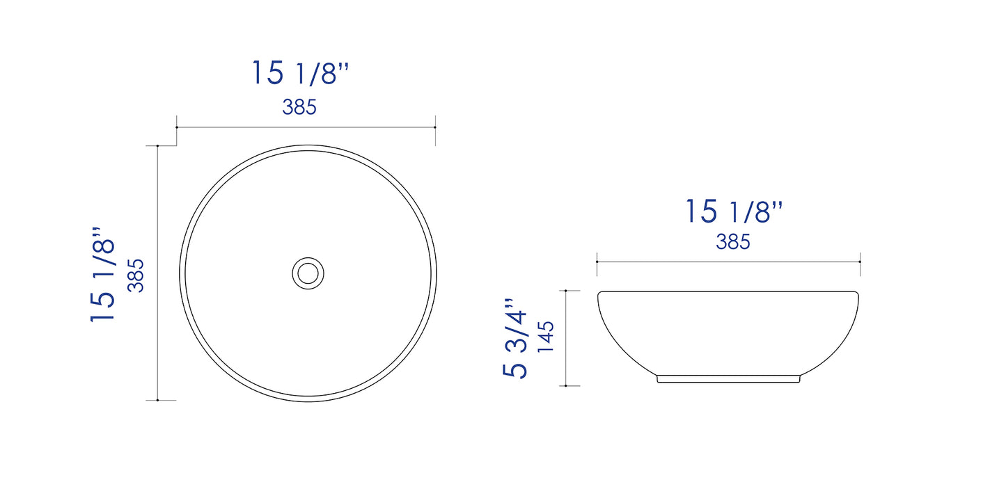 ALFI brand ABC905 White 15" Round Vessel Bowl Above Mount Ceramic Sink