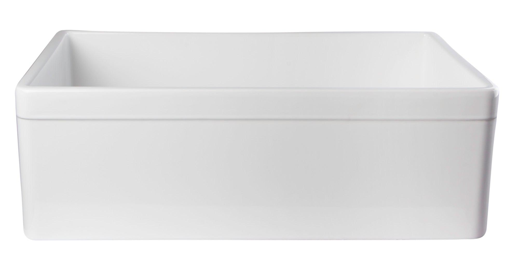 ALFI brand AB511-W White 30" Decorative Lip Apron Single Bowl Fireclay Farmhouse Kitchen Sink