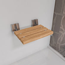Load image into Gallery viewer, ALFI brand ABS16S-BN Brushed Nickel 16&quot; Folding Teak Wood Shower Seat Bench