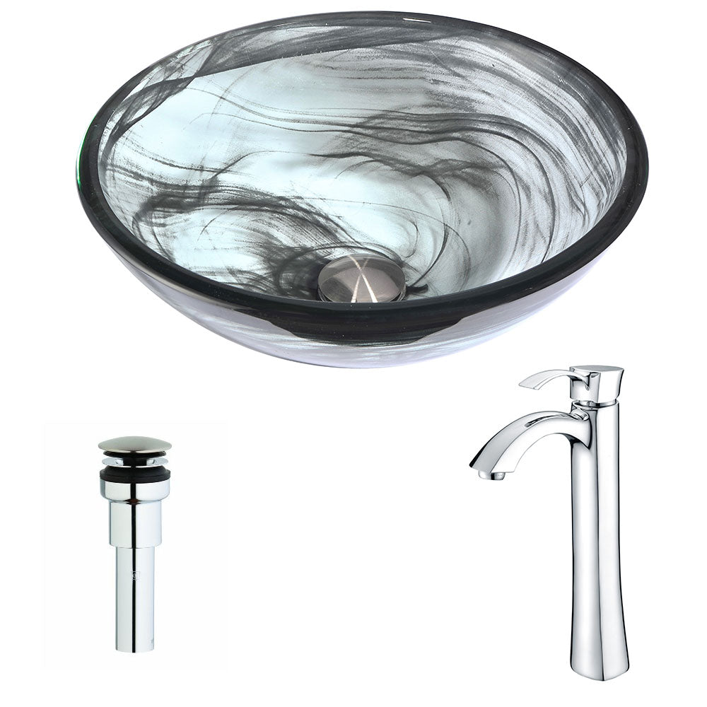 Mezzo Series Deco-Glass Vessel Sink in Slumber Wisp with Harmony Faucet