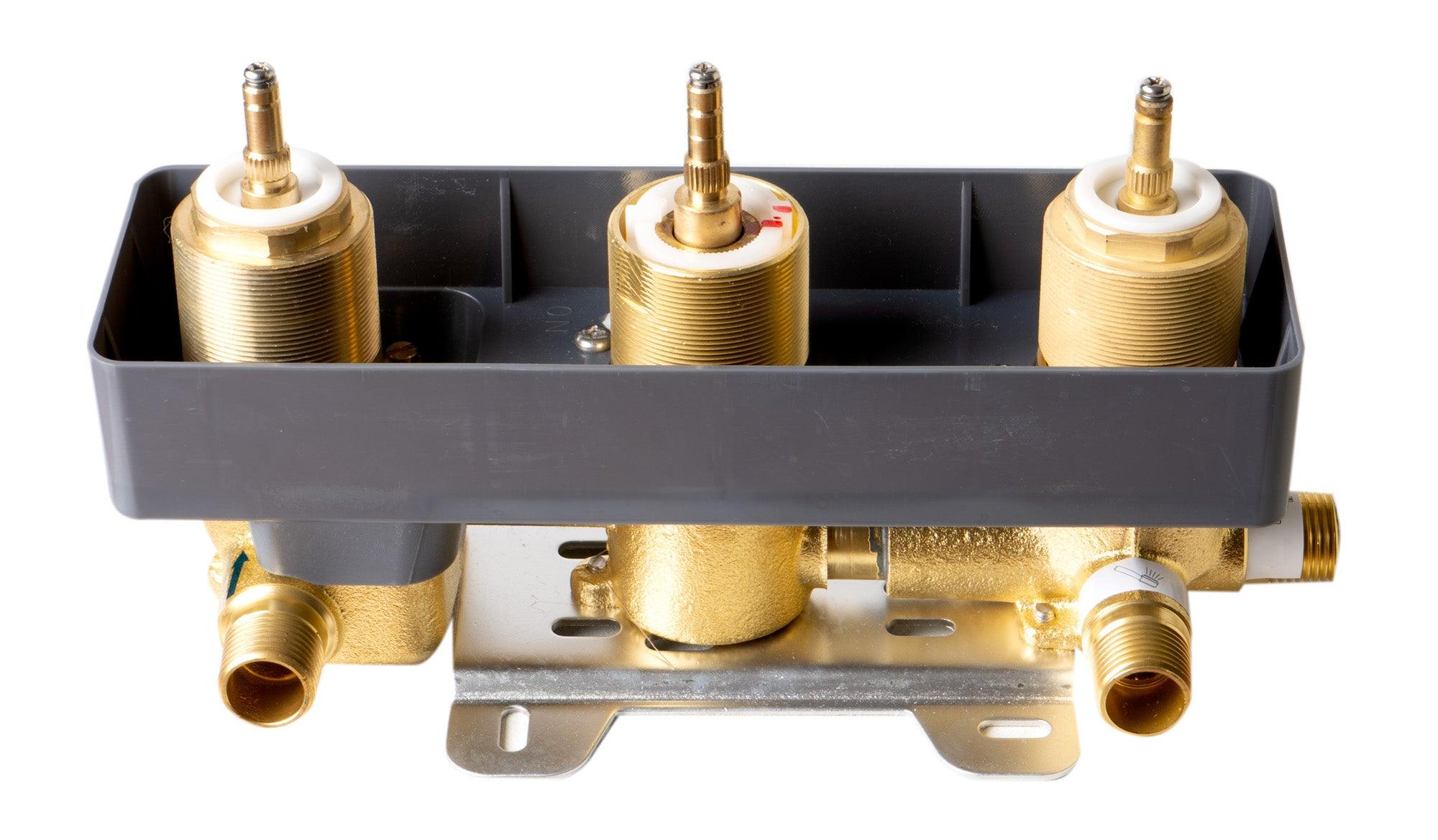 ALFI brand AB2801-BM Black Matte 3-Way Thermostatic Valve Shower Mixer Square Knobs