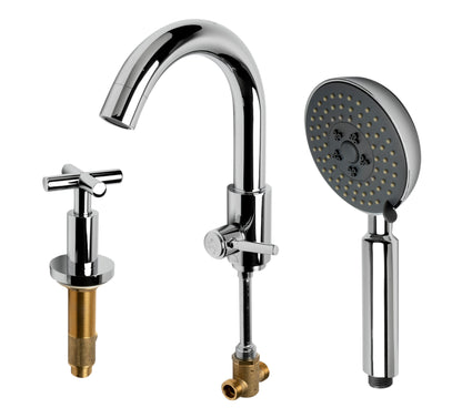 ALFI brand AB2503-PC Polished Chrome Deck Mounted Tub Filler with Hand Held Showerhead