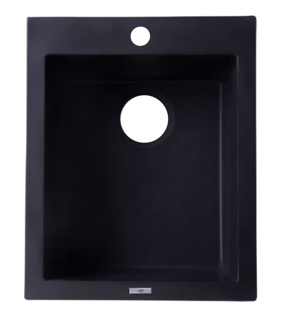 ALFI brand AB1720DI-BLA Black 17" Drop-In Rectangular Granite Composite Kitchen Prep Sink