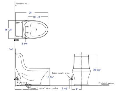 EAGO TB133 Single Flush One Piece Ceramic Toilet