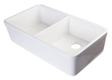 Load image into Gallery viewer, ALFI brand AB512UM-W 32 inch White Double Bowl Fireclay Undermount Kitchen Sink