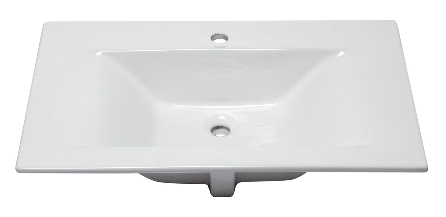 EAGO BB127 White Ceramic 32"x19" Rectangular Drop In Sink