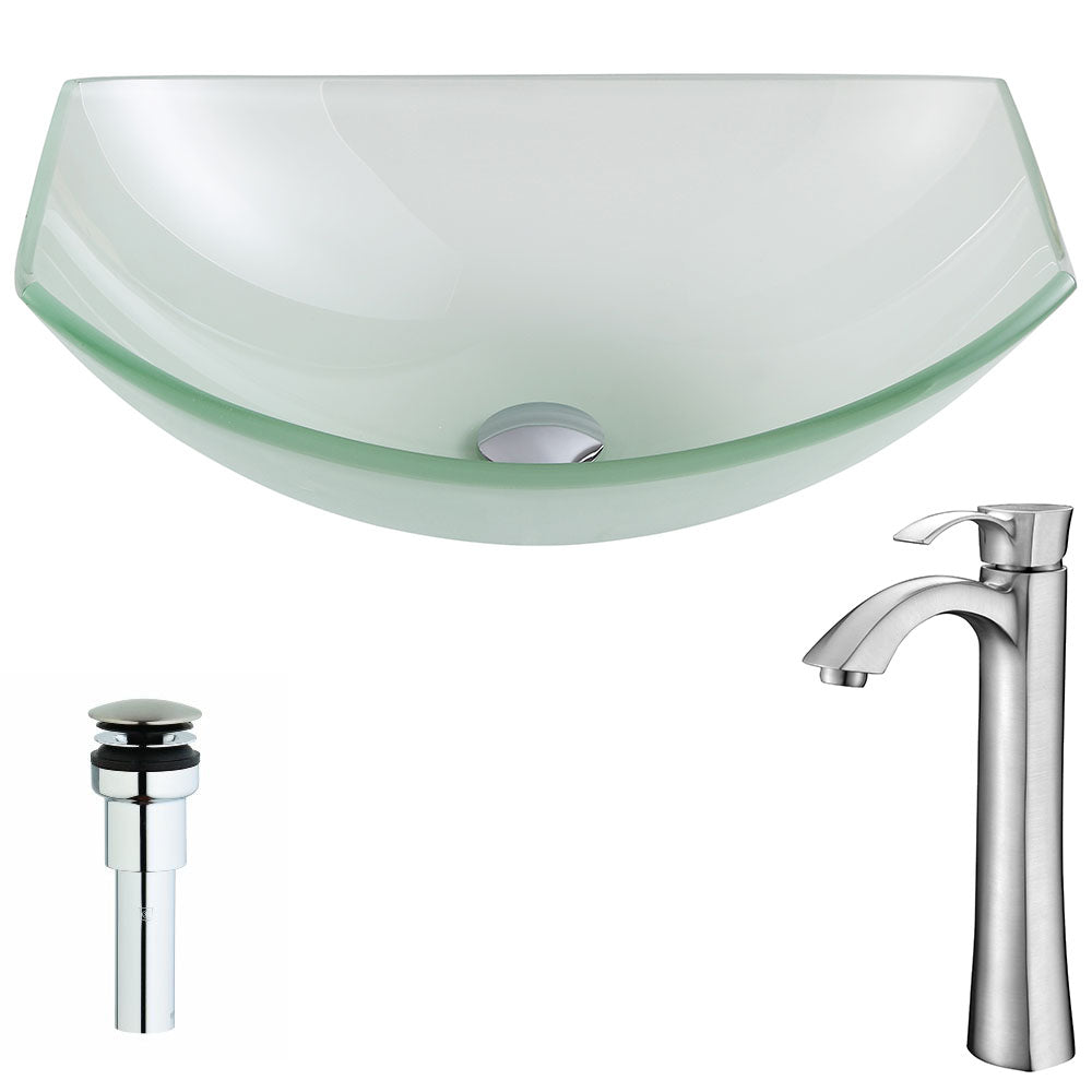 Pendant Series Deco-Glass Vessel Sink in Lustrous Frosted with Harmony Faucet