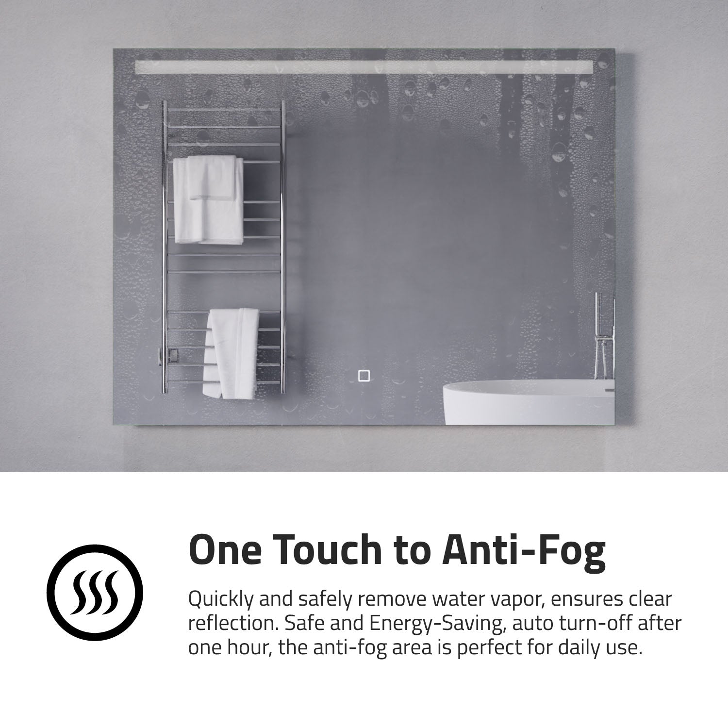 ANZZI 24-in. x 32-in. LED Front/ Bottom Lighting Bathroom Mirror with Defogger