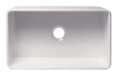 ALFI brand ABF3018 30" White Thin Wall Single Bowl Smooth Apron Fireclay Kitchen Farm Sink