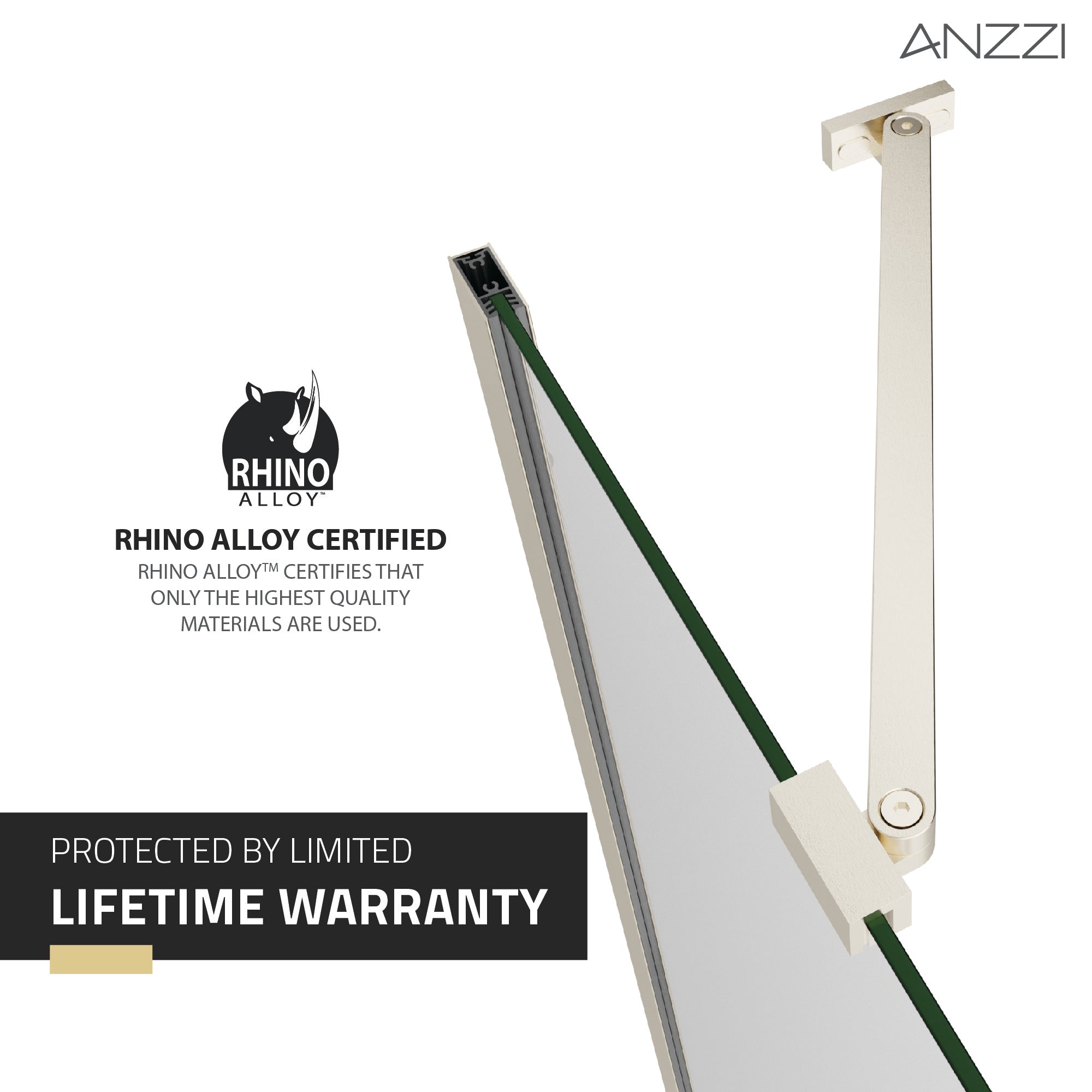 ANZZI Romance 72-in. x 33.5-in. Frameless Swinging Shower Door