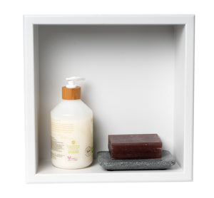 ALFI brand ABNC1212-W 12" x 12" White Matte Stainless Steel Square Single Shelf Bath Shower Niche