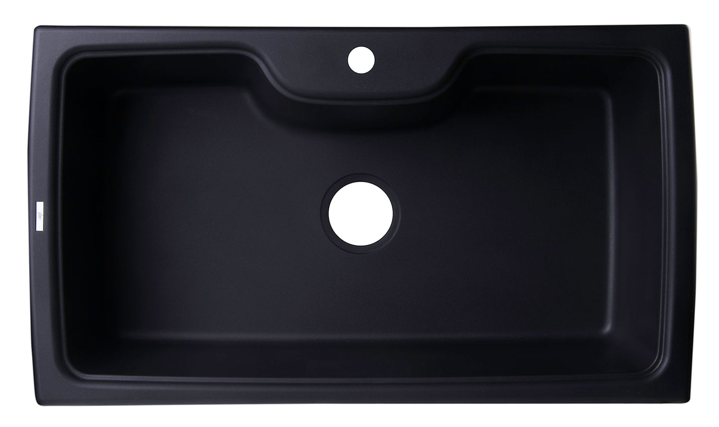 ALFI brand AB3520DI-BLA Black 35" Drop-In Single Bowl Granite Composite Kitchen Sink