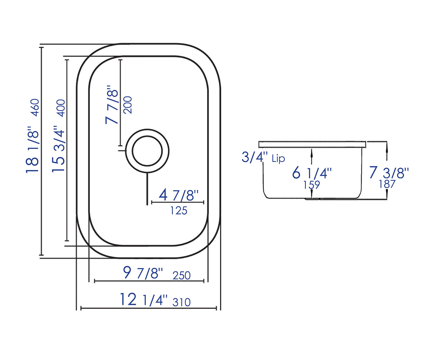 ALFI brand AB1218 Small Rectangular Fireclay Undermount or Drop In Prep / Bar Sink