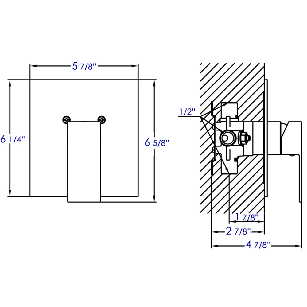 ALFI brand AB5501-PC Polished Chrome Shower Valve Mixer with Square Lever Handle