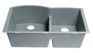 ALFI brand AB3320UM-T Titanium 33" Double Bowl Undermount Granite Composite Kitchen Sink