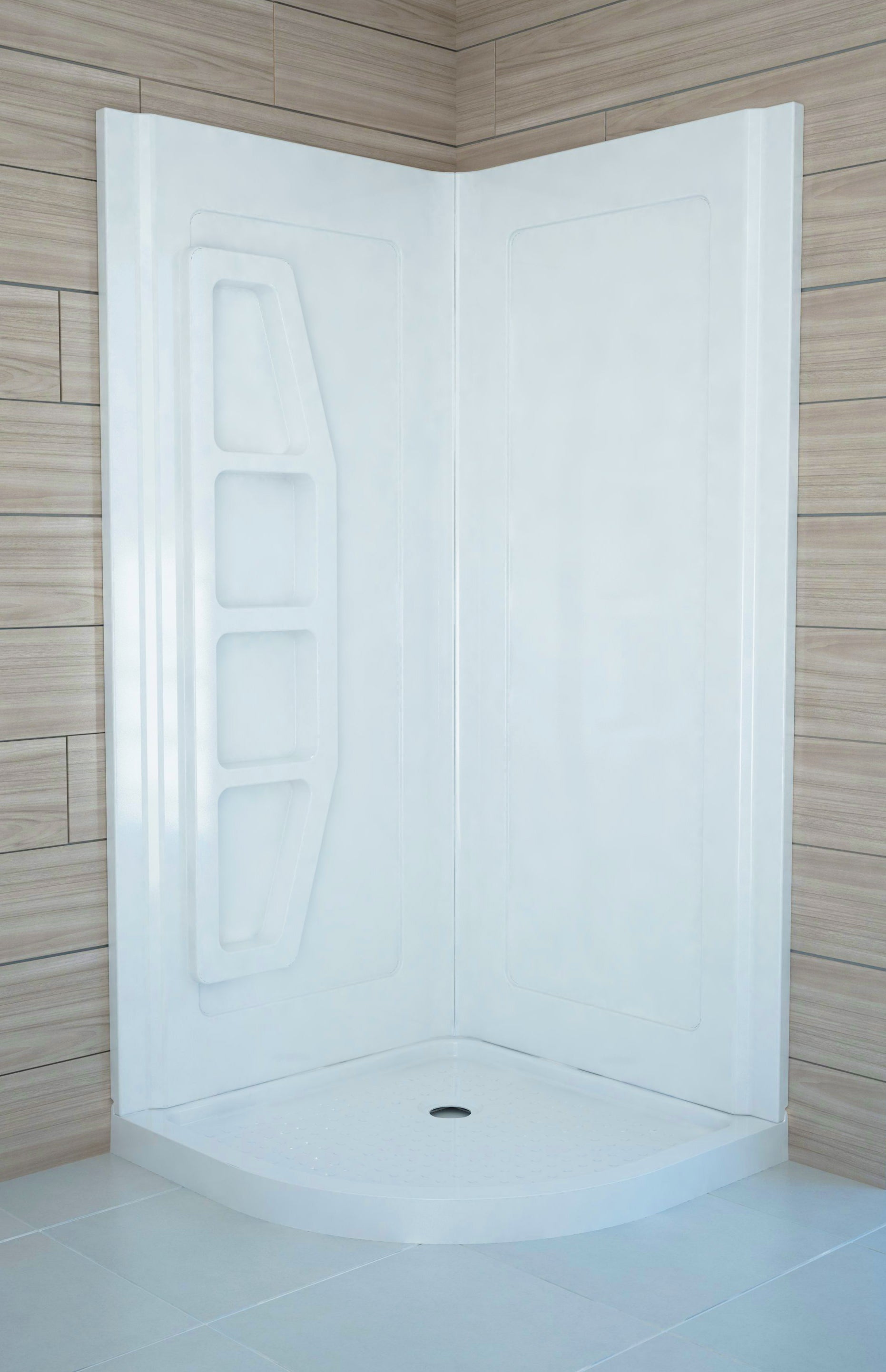 Gradient 36 in. x 36 in. x 74 in. 2-piece DIY Friendly Corner Shower Surround in White