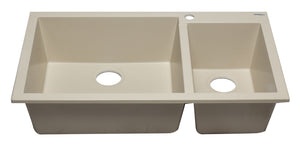 ALFI brand AB3319DI-B Biscuit 34" Double Bowl Drop In Granite Composite Kitchen Sink
