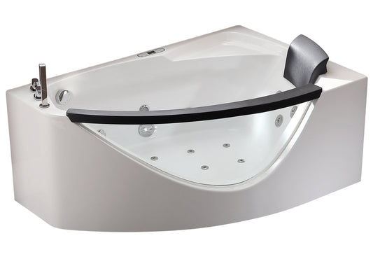 EAGO AM198ETL-L 5 ft Clear Rounded Left Corner Acrylic Whirlpool Bathtub