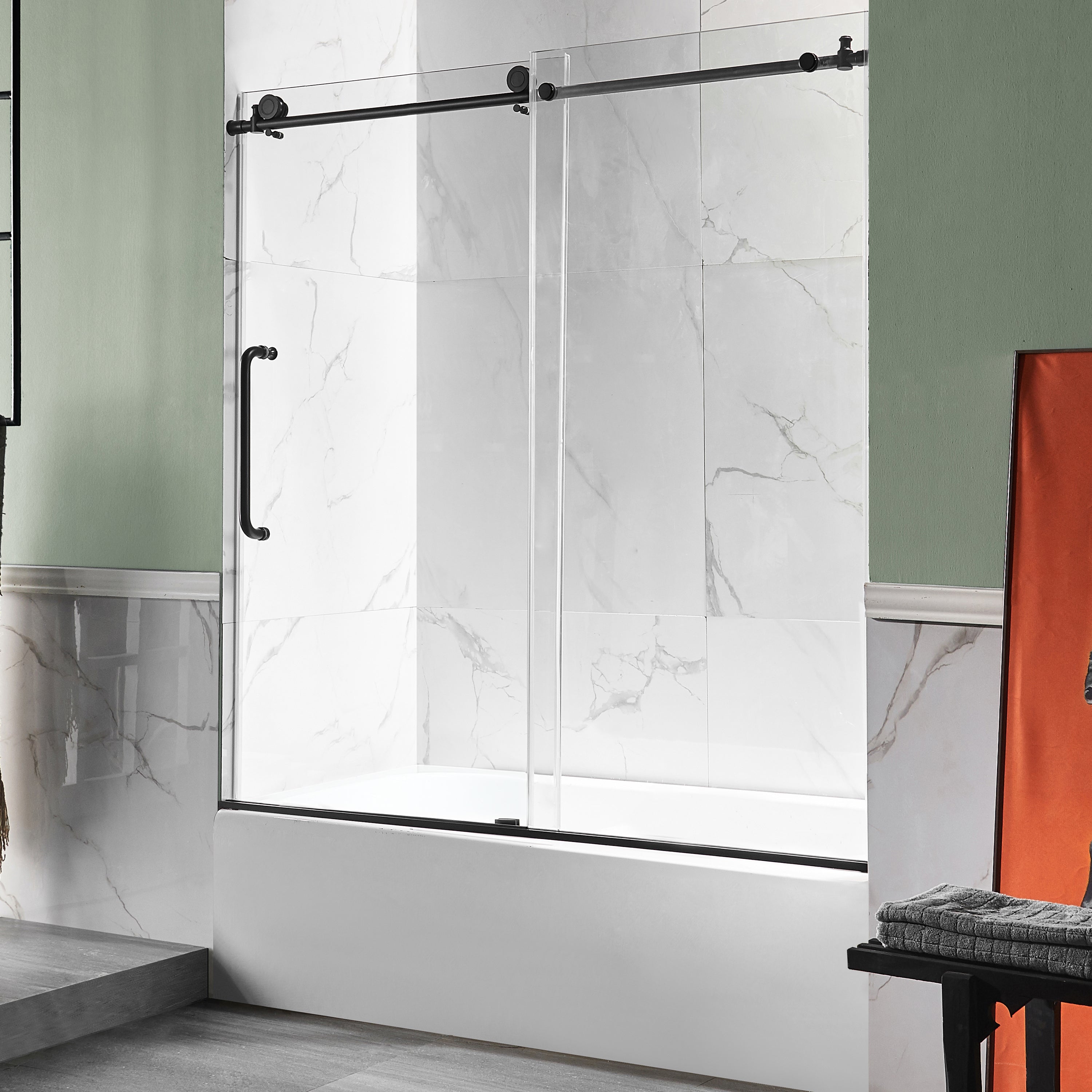 Don Series 60 in. x 62 in. Frameless Sliding Tub Door