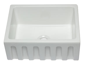 ALFI brand AB2418HS-W 24 inch White Reversible Smooth / Fluted Single Bowl Fireclay Farm Sink