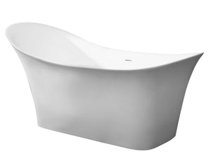 ALFI brand AB9915 74" White Solid Surface Smooth Resin Soaking Slipper Bathtub