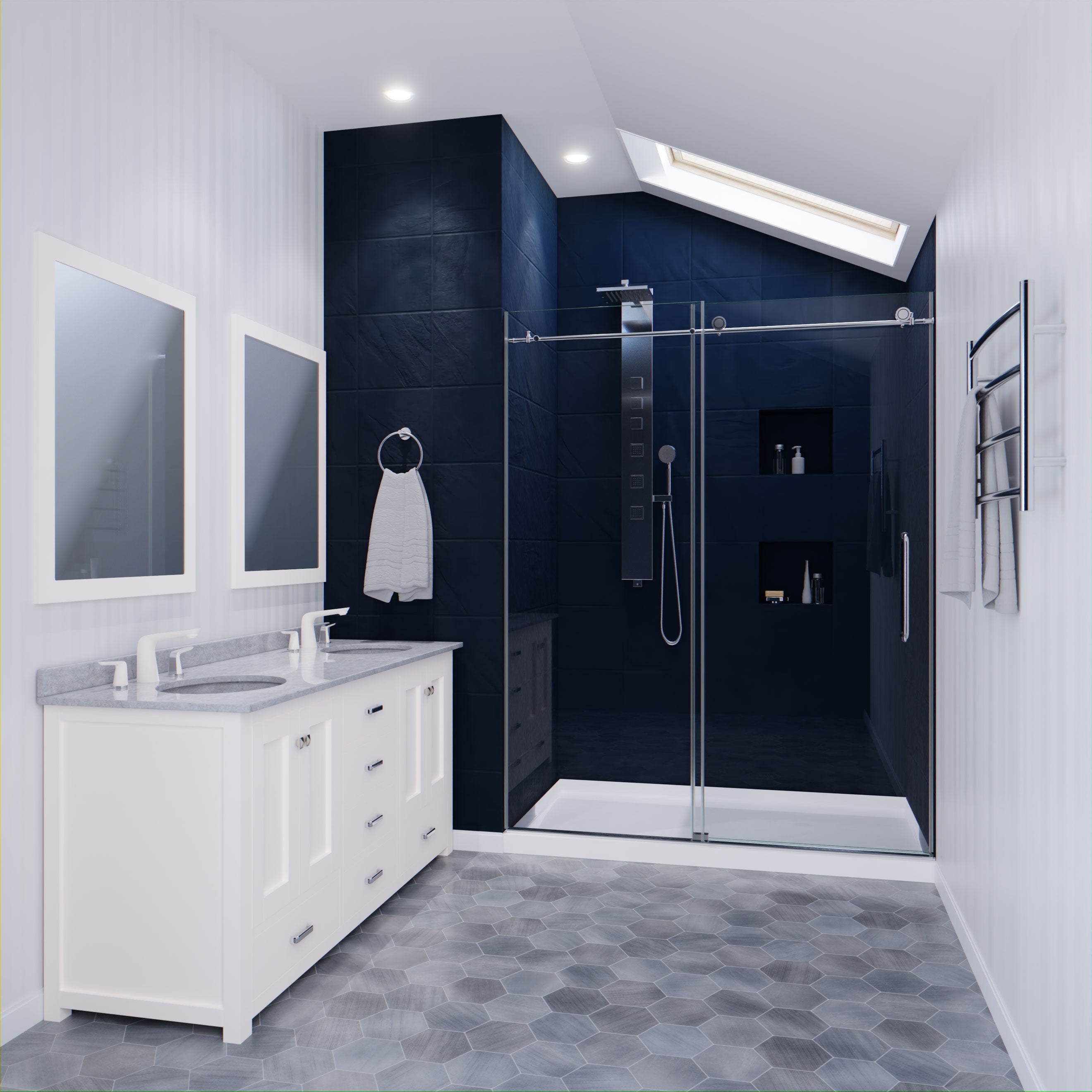 Madam Series 60 in. by 76 in. Frameless Sliding Shower Door with Handle