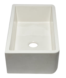 ALFI brand AB3318SB-B 33" Biscuit Smooth Apron Solid Thick Wall Fireclay Single Bowl Farm Sink