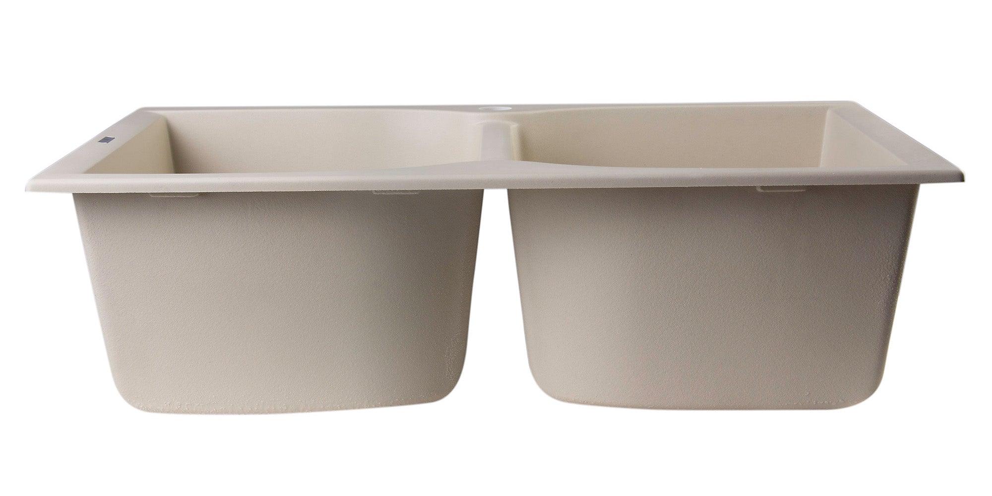 ALFI brand AB3220DI-B Biscuit 32" Drop-In Double Bowl Granite Composite Kitchen Sink