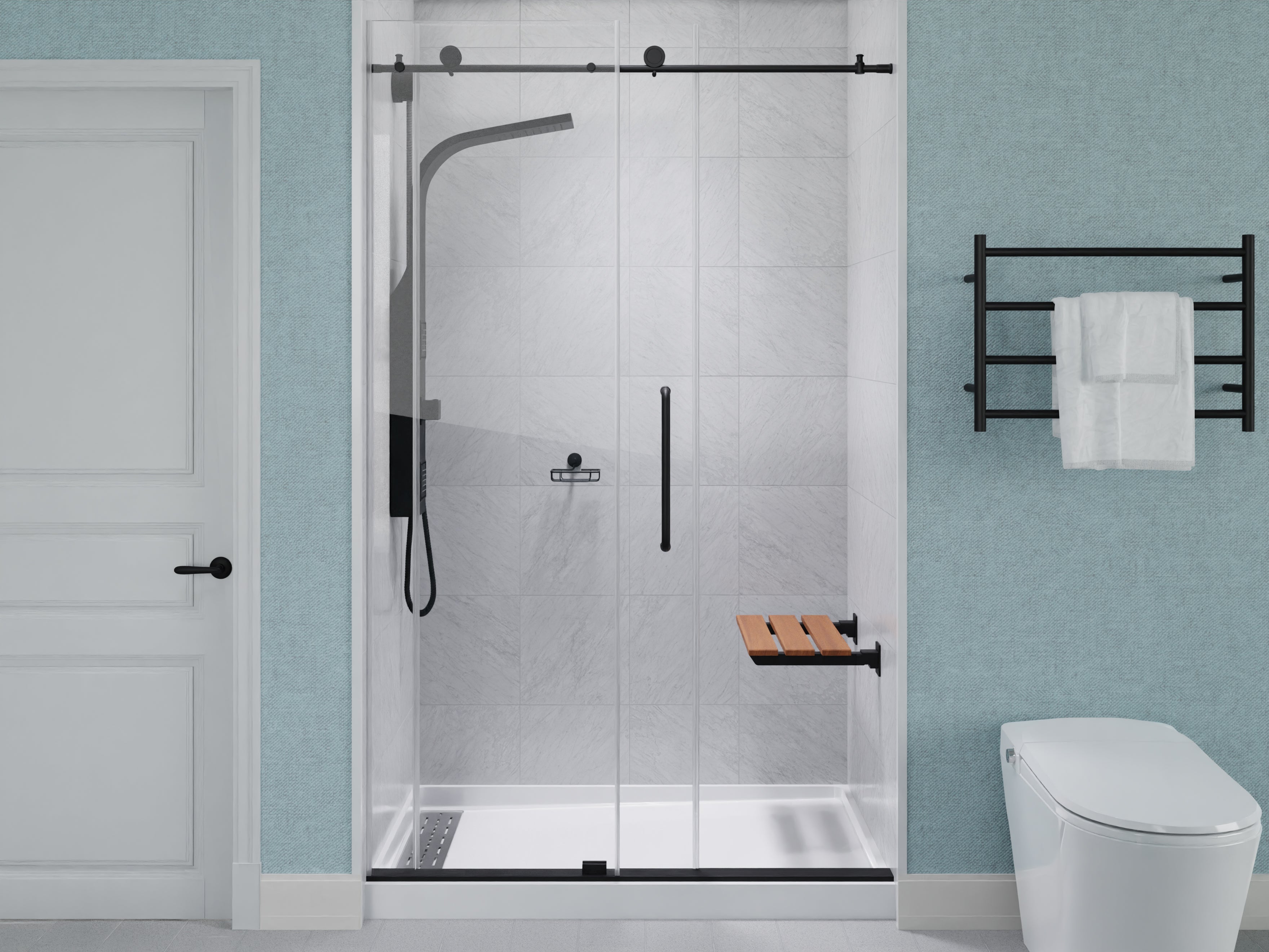 Bohemian 18.7 in. Teak Wall Mounted Folding Shower Seat