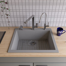 Load image into Gallery viewer, ALFI brand AB2420DI-T Titanium 24&quot; Drop-In Single Bowl Granite Composite Kitchen Sink