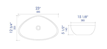 ALFI brand ABC914 White 23" Fancy Above Mount Ceramic Sink